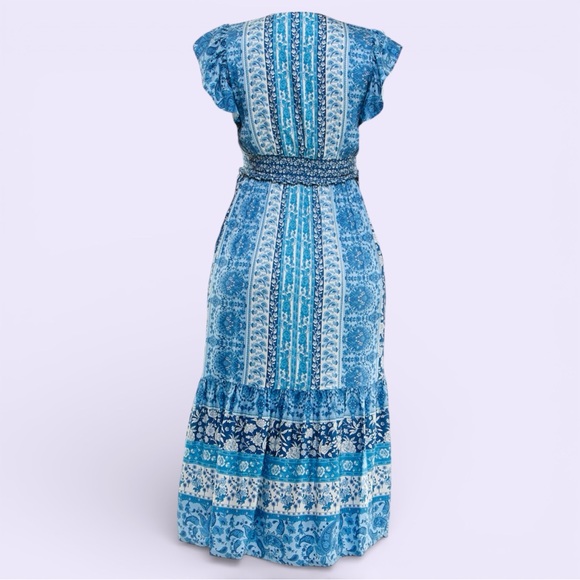 NWT Womens Maison Tara Paisley Smocked Maxi Dress Cottagecore Boho Floral Sz 8 - Picture 16 of 16